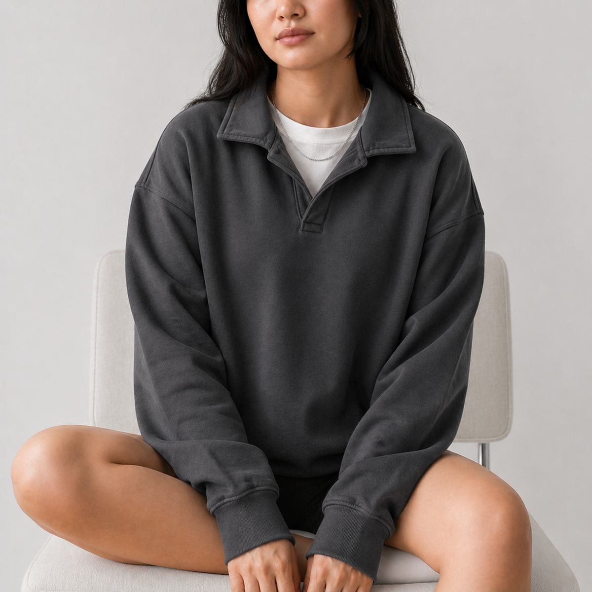 Custom Embroidered Comfort Wash Polo Collared Sweatshirt #GDH490