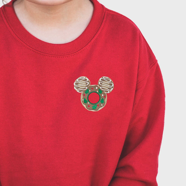 Mickey Holiday Doughnut Embroidered Sweatshirt