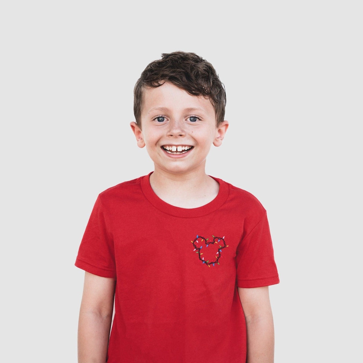 Mickey Christmas Lights Embroidered Tee