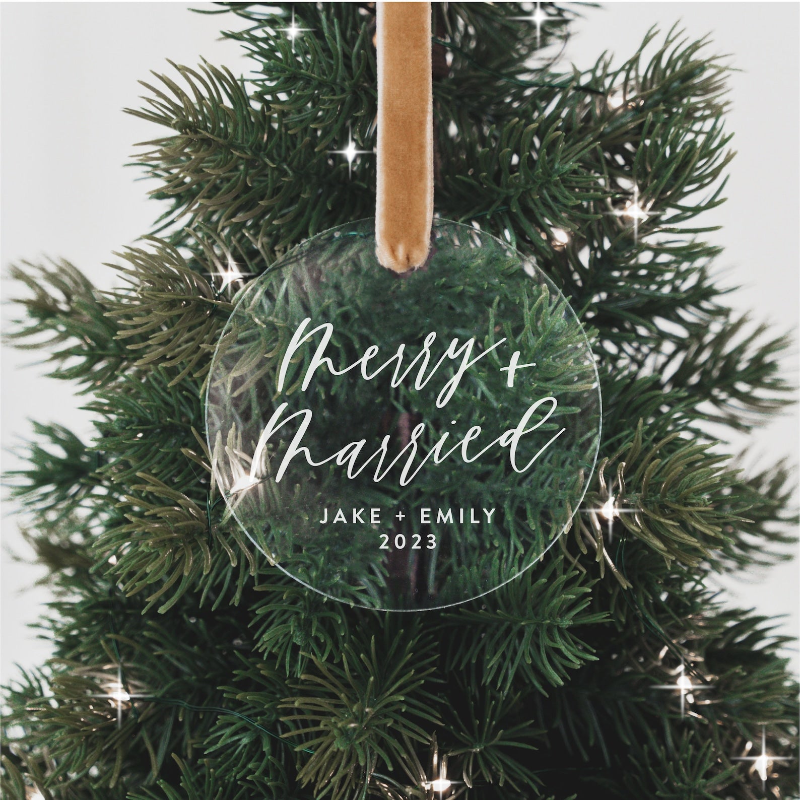 Merry + Married First Christmas Personalized Ornament