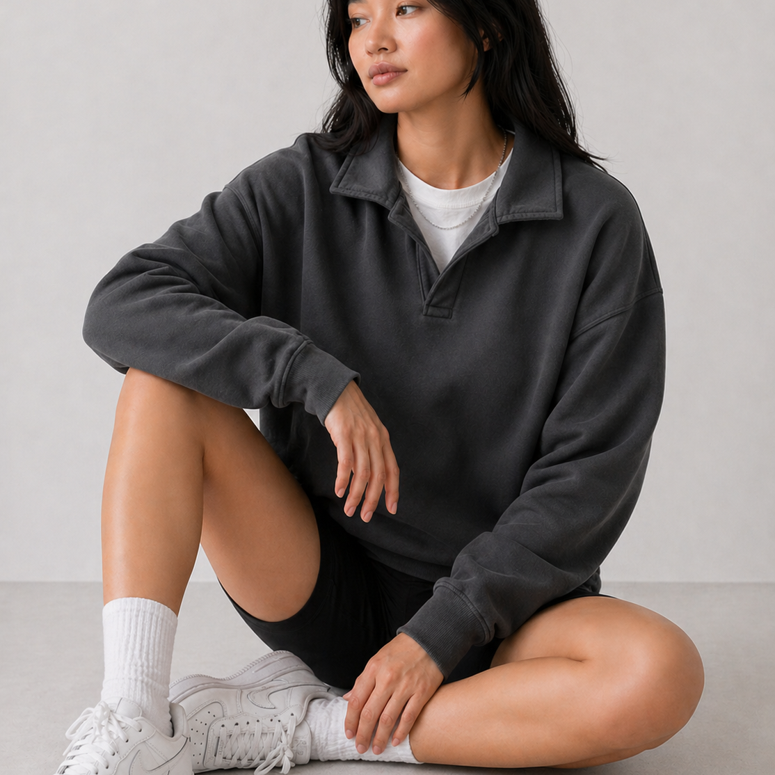 Custom Embroidered Comfort Wash Polo Collared Sweatshirt #GDH490