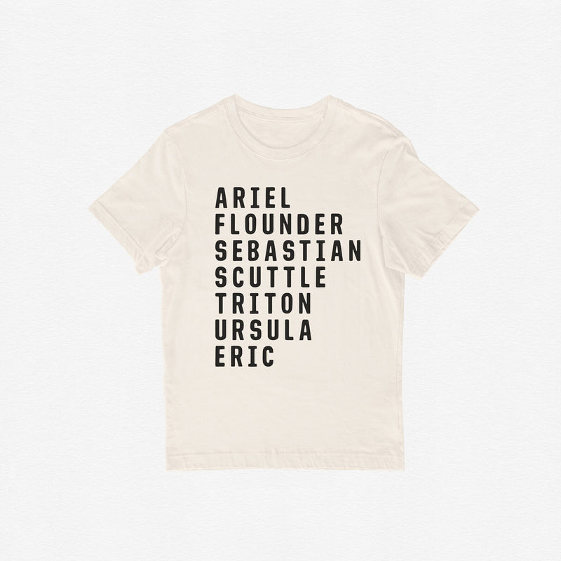 Mermaid Character Names Tee