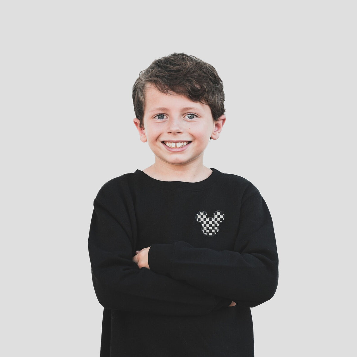 Checkered Mickey Embroidered Sweatshirt