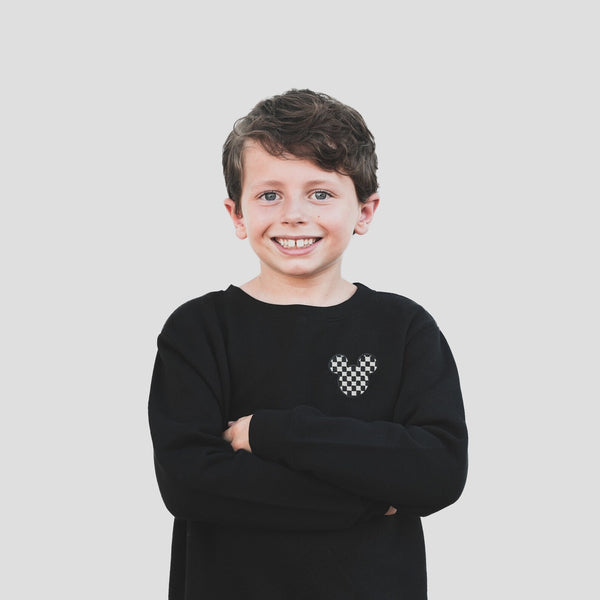 Checkered Mickey Embroidered Sweatshirt