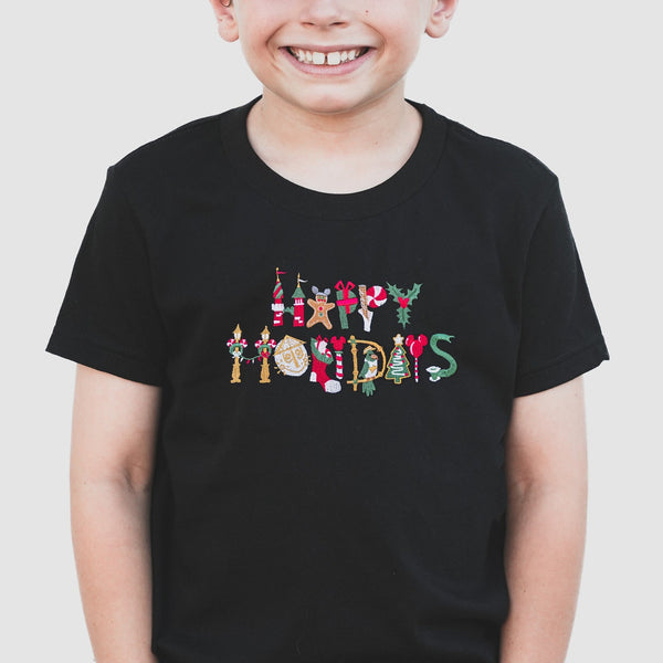 Happy Holidays Embroidered Tee