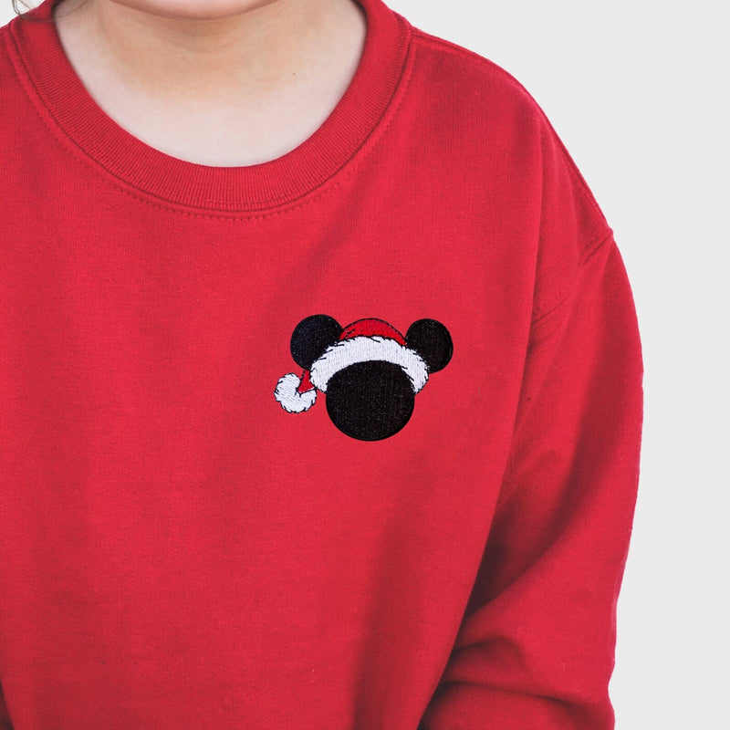 Mickey Santa Ears Embroidered Sweatshirt