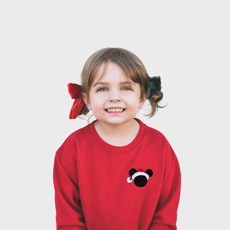 Mickey Santa Ears Embroidered Sweatshirt