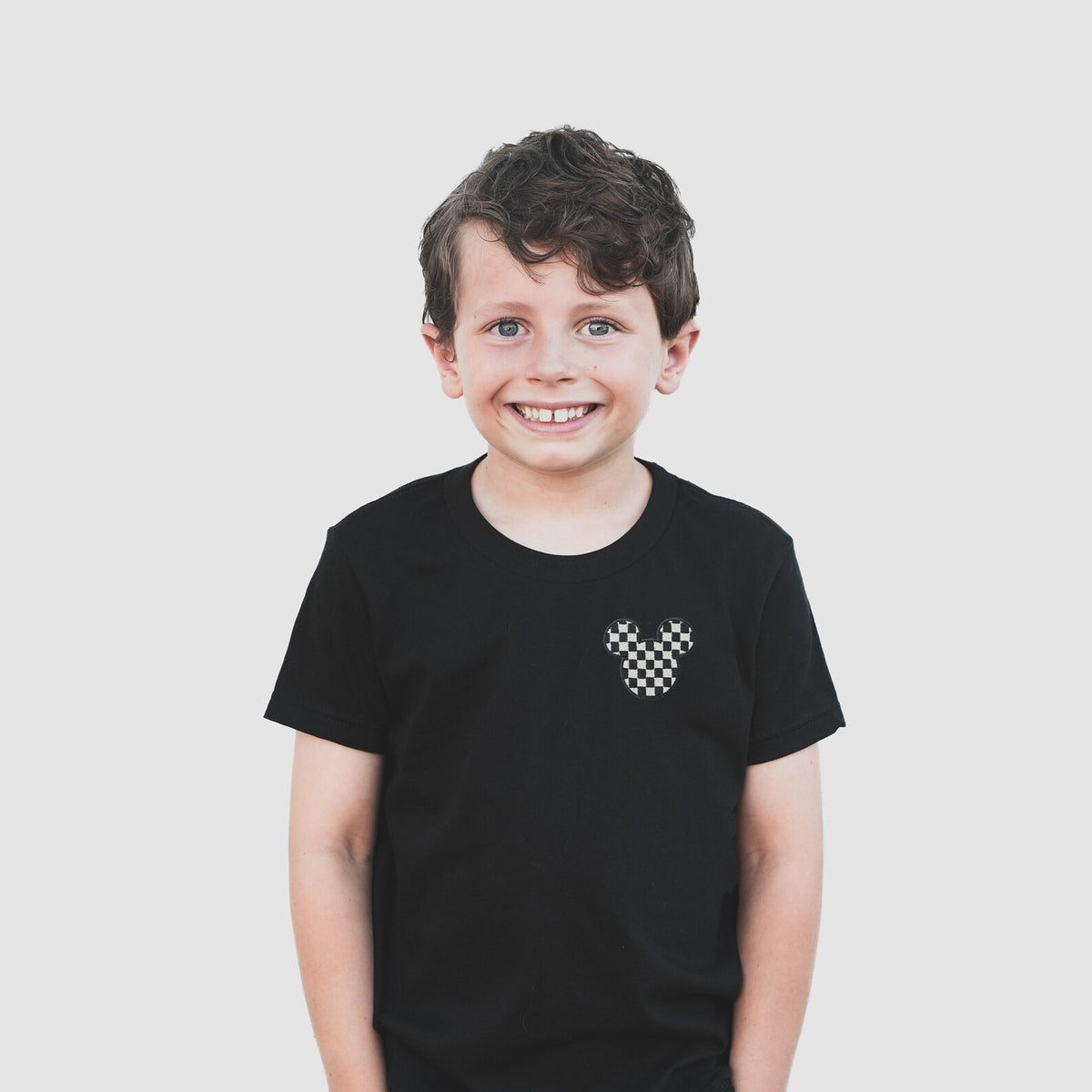 Checkered Mickey Embroidered Tee