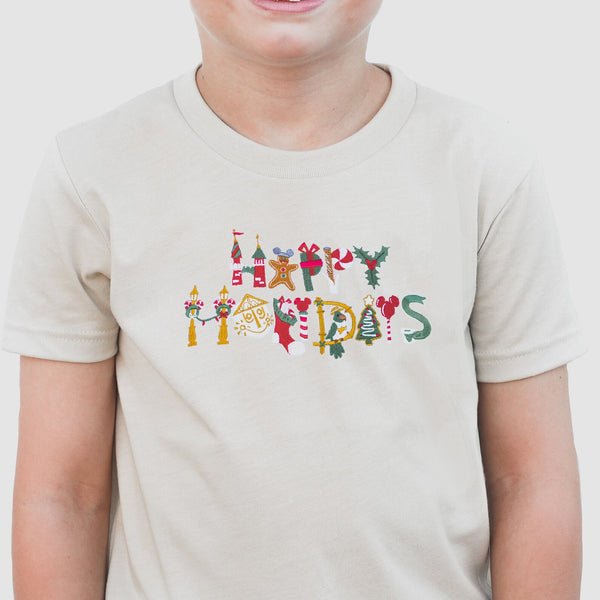 Happy Holidays Embroidered Tee