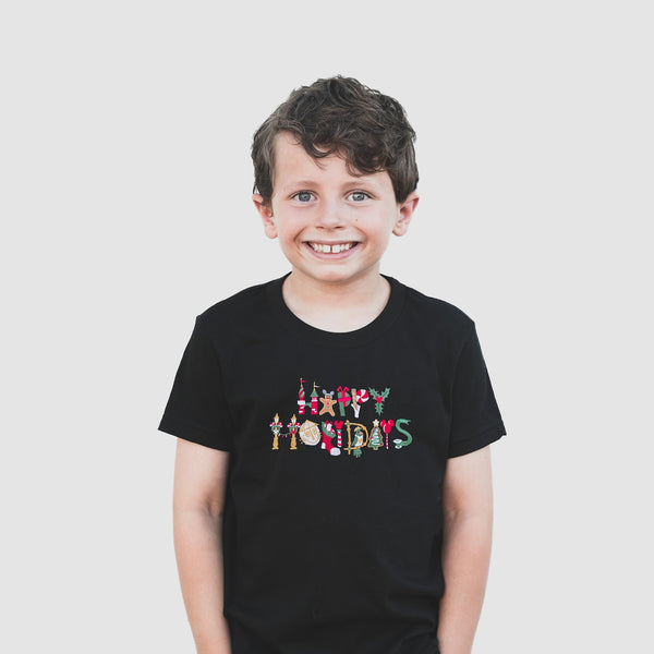 Happy Holidays Embroidered Tee