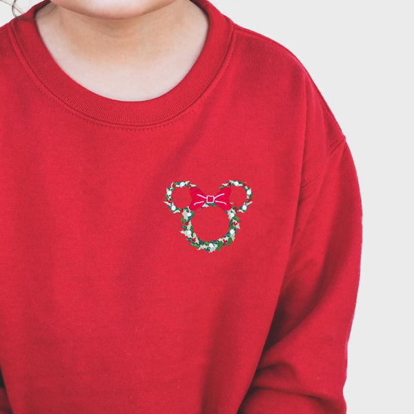 Minnie Christmas Wreath Embroidered Sweatshirt