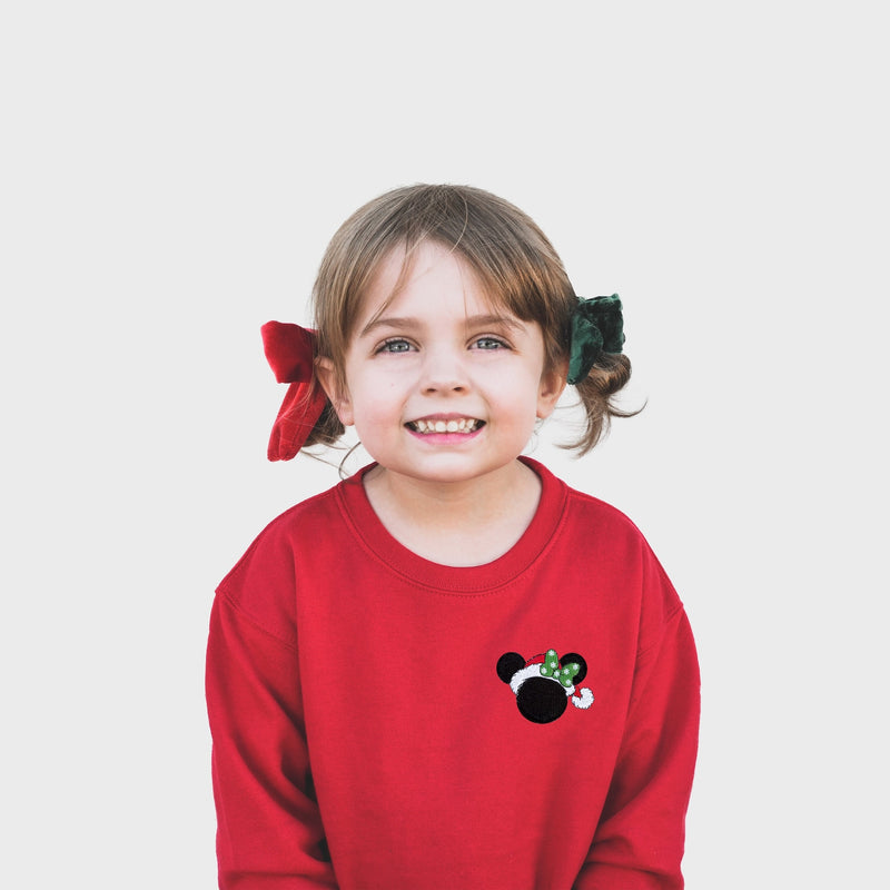 Minnie Santa Ears Embroidered Sweatshirt