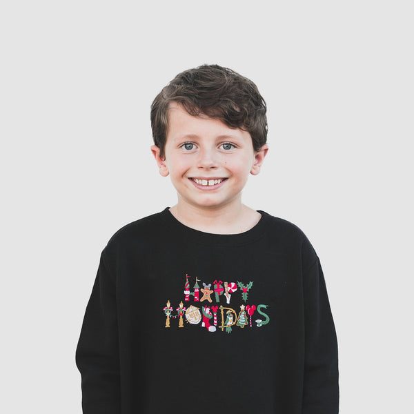 Happy Holidays Embroidered Sweatshirt