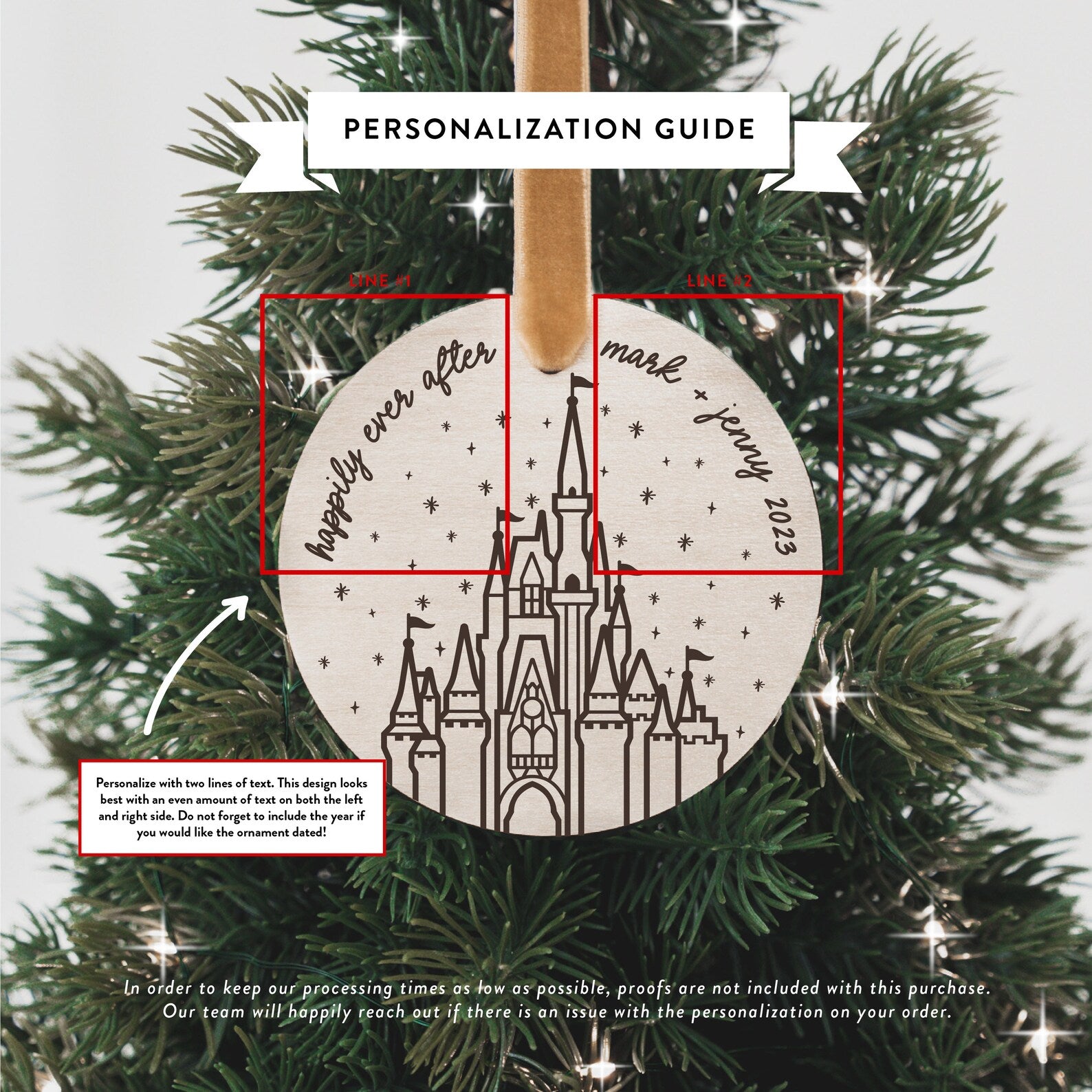Sleeping Beauty's Castle Happily Ever After Personalized Christmas Ornament