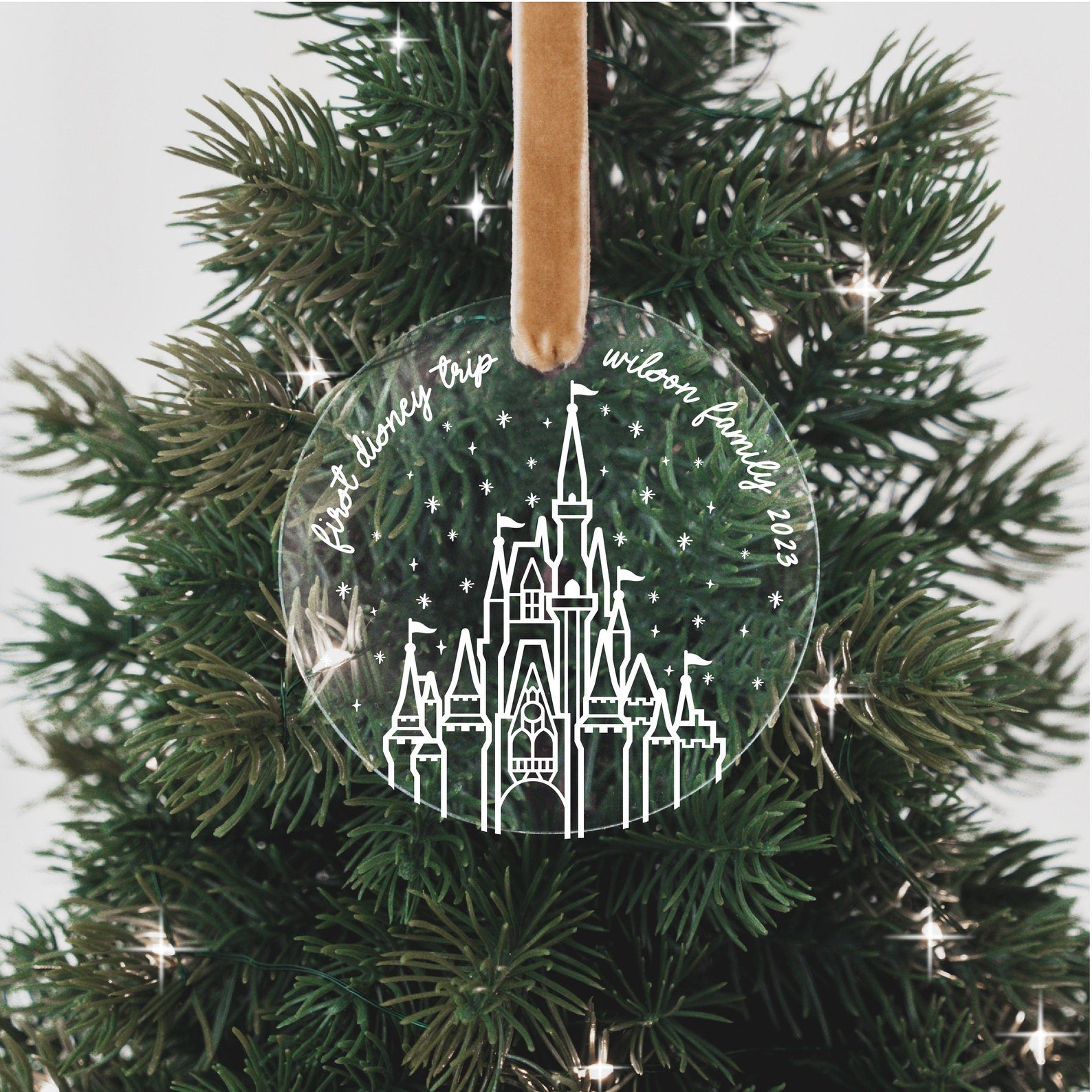 Cinderella's Castle First Disney Trip Personalized Christmas Ornament