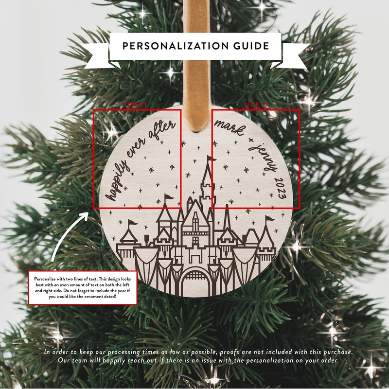 Cinderella's Castle Happily Ever After Personalized Christmas Ornament