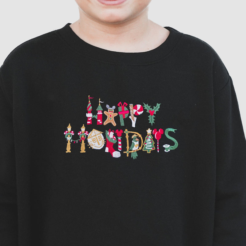 Happy Holidays Embroidered Sweatshirt