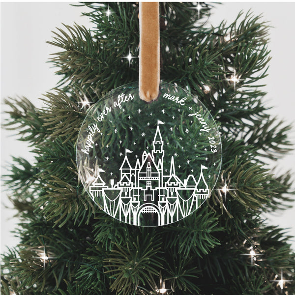 Cinderella's Castle Happily Ever After Personalized Christmas Ornament