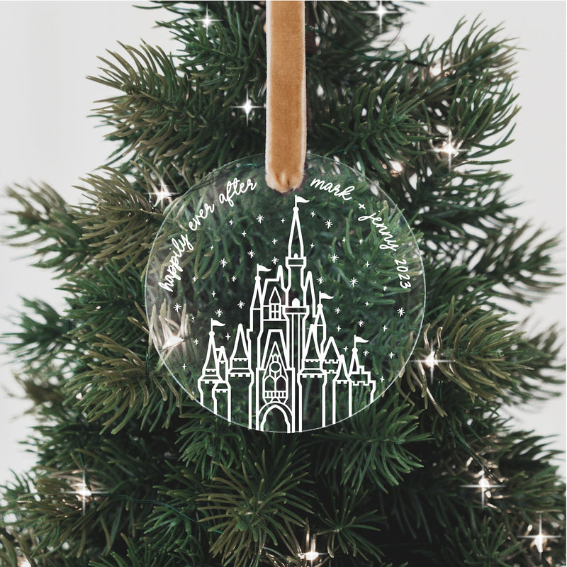 Sleeping Beauty's Castle Happily Ever After Personalized Christmas Ornament