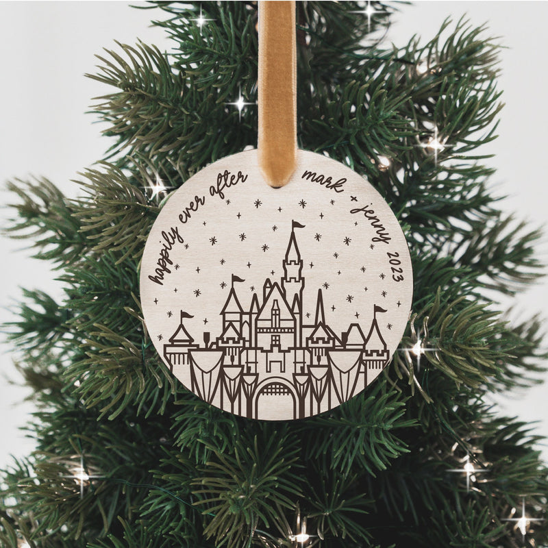 Cinderella's Castle Happily Ever After Personalized Christmas Ornament