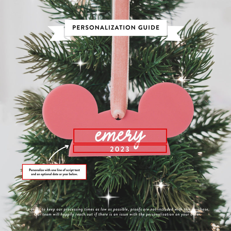 Personalized Mickey Ears Christmas Ornament