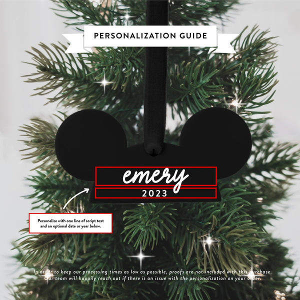 Personalized Mickey Ears Christmas Ornament