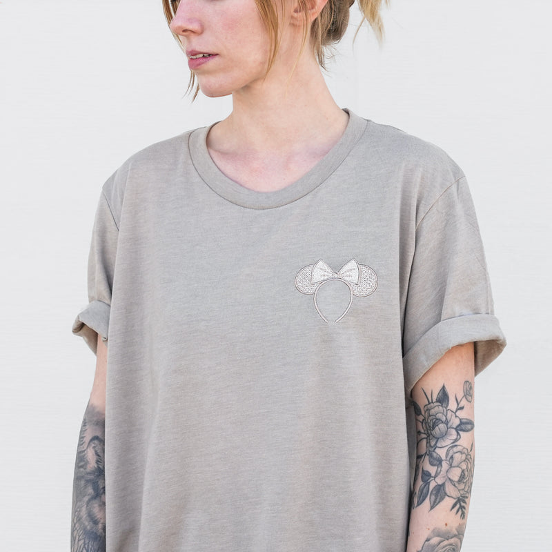 Champagne Gold Minnie Ears Embroidered Tee