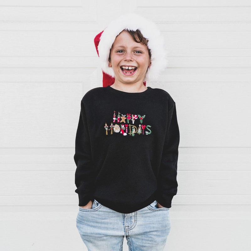 Happy Holidays Embroidered Sweatshirt