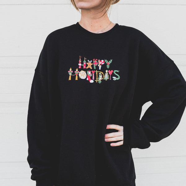 Happy Holidays Embroidered Sweatshirt