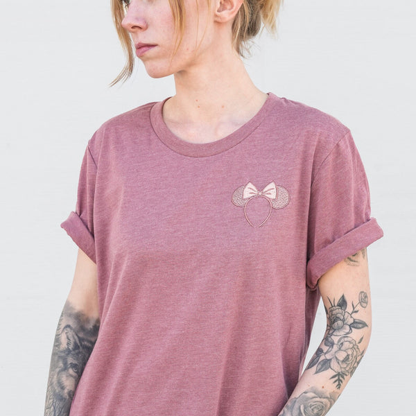 Rose Gold Minnie Ears Embroidered Tee